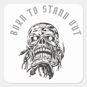 "Born to Stand Out: Bold Skull Sticker" Square Sticker