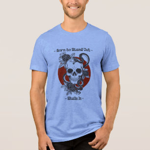 Born to Stand Out Skull & Snake Gothic Light Blue Tri-Blend Shirt