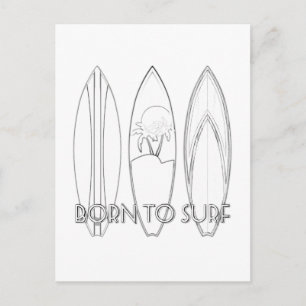 Born To Surf Adult Colouring Postcard