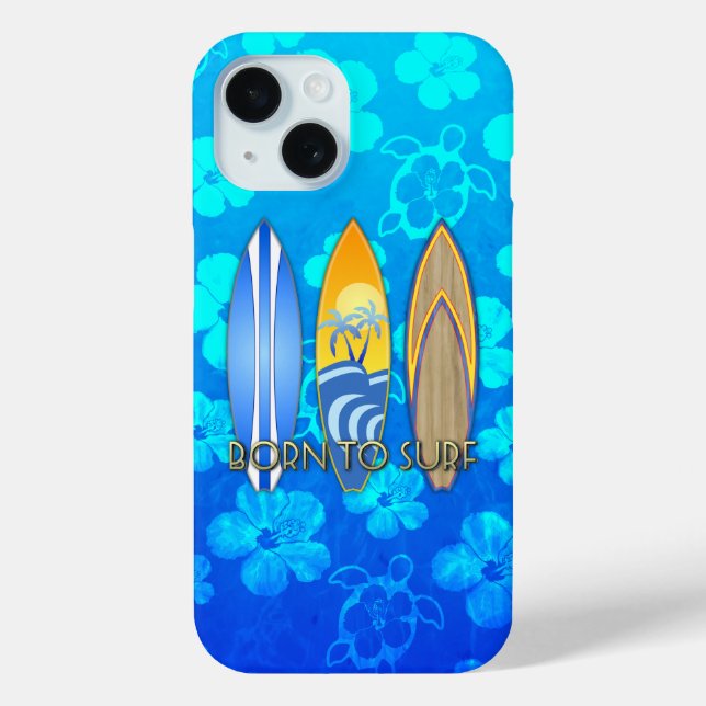 Born To Surf Blue Honu Case-Mate iPhone Case (Back)