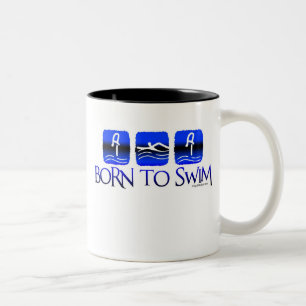 BORN TO SWIM Two-Tone COFFEE MUG