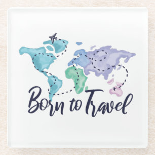 Born to Travel Glass Coaster