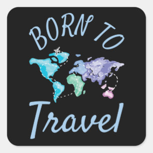 Born To Travel Square Sticker