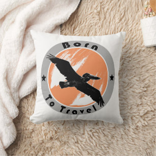 Born to travel  throw pillow
