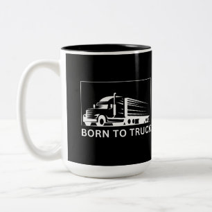 Born To Truck (white) Two-Tone Coffee Mug