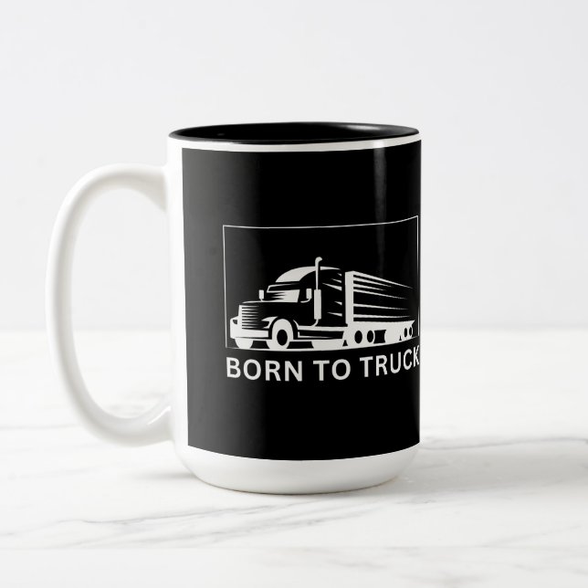 Born To Truck (white) Two-Tone Coffee Mug (Left)