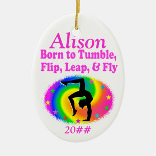 BORN TO TUMBLE PERSONALIZED GYMNAST ORNAMENT