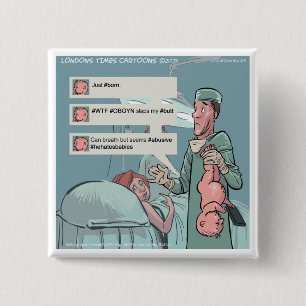 Born To Tweet Funny Cartoon 15 Cm Square Badge