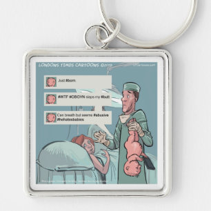 Born To Tweet Funny Cartoon Key Ring