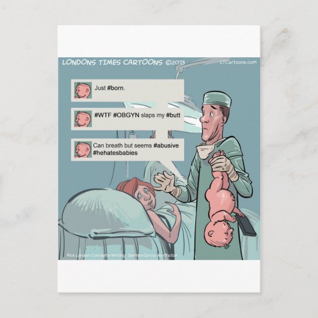 Born To Tweet Funny Cartoon Postcard (Front)