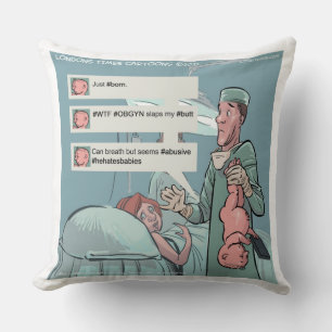 Born To Tweet Funny Large Cotton Throw Pillow