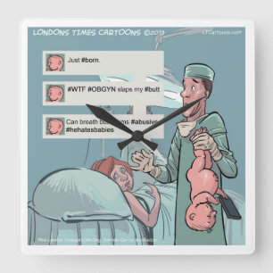 Born To Tweet Funny Square Wall Clock