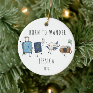 Born to Wander Personalised Travel Ceramic Ornament