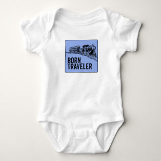 Born Traveller Train Illustration Baby Bodysuit