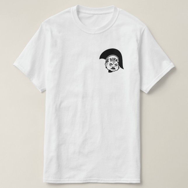 Born Trojan Skinhead Cry Baby Tattoo-Design B/W T-Shirt (Design Front)