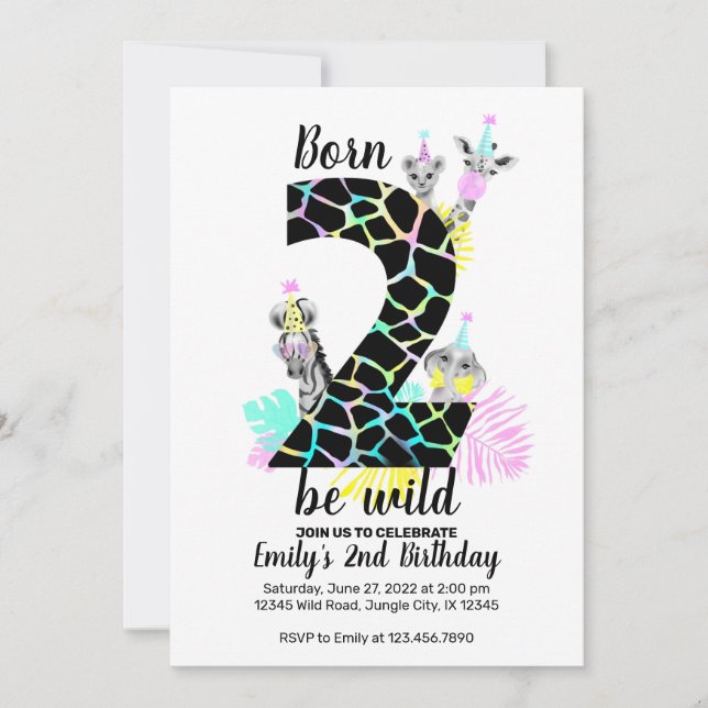 Born two be wild 2nd Birthday invitation (Front)