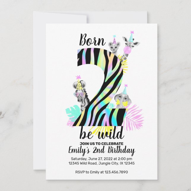 Born two be wild 2nd Birthday invitation (Front)