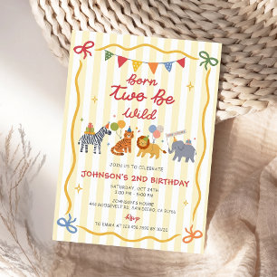 Born Two Be Wild Animals 2nd Birthday Invitation