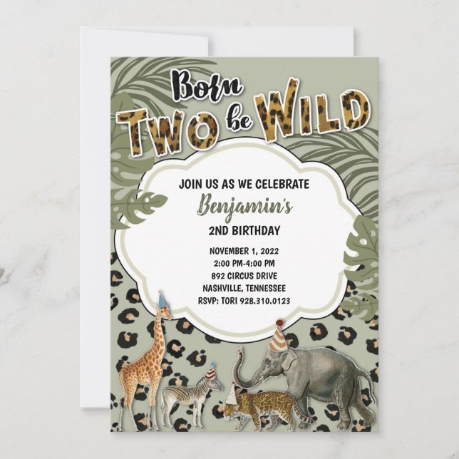 Born Two Be Wild Birthday Invitation (Front)
