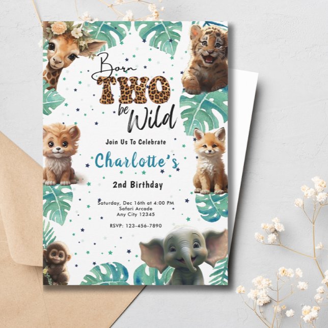 Born Two Be Wild Jungle Safari 2nd Birthday Invitation (Creator Uploaded)