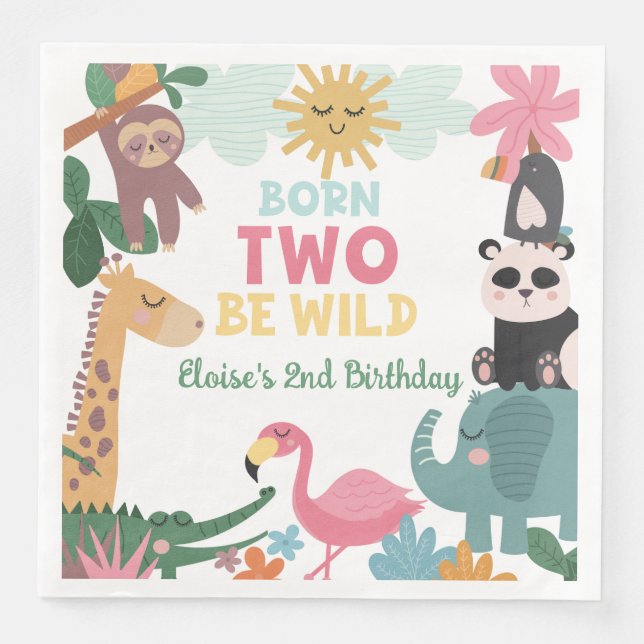 Born Two Be Wild Pink  Napkin (Front)
