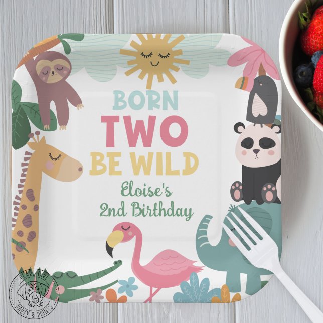 Born Two Be Wild Pink Paper Plate (Creator Uploaded)