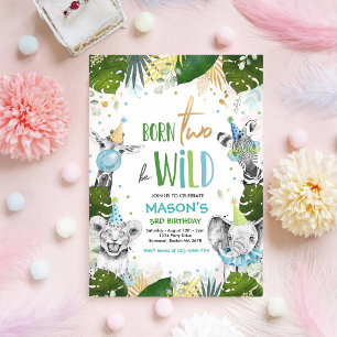 Born Two Be Wild Safari 2nd Birthday Invitation