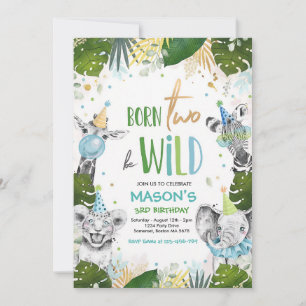 Born Two Be Wild Safari 2nd Birthday Invitation