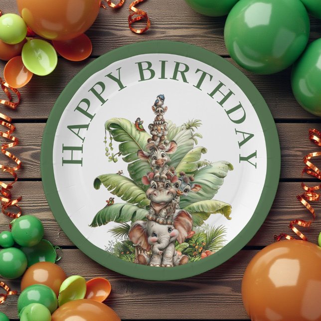Born Two Be Wild Safari Birthday Paper Plate (Creator Uploaded)