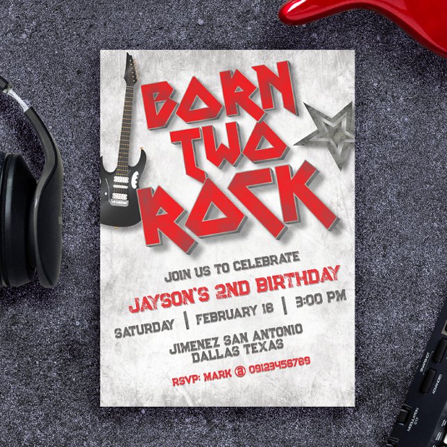 Born Two Rock - 2nd Birthday Invitation (Creator Uploaded)