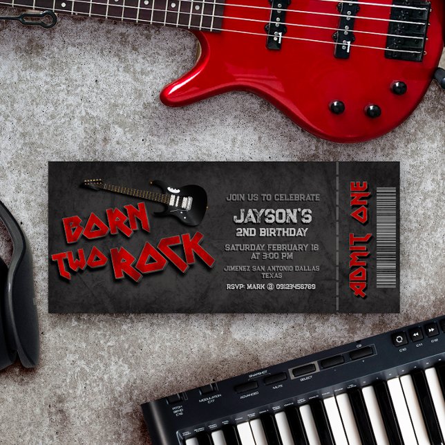 Born Two Rock - 2nd Birthday Ticket Invitation (Creator Uploaded)
