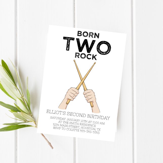 Born Two Rock Second Birthday Party Invitation (Creator Uploaded)