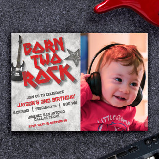 Born Two Rock with Photo Landscape Invitation