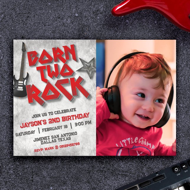 Born Two Rock with Photo Landscape Invitation (Born Two Rock with Photo Landscape Invitation)