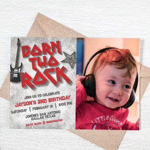 Born Two Rock with Photo Landscape Invitation