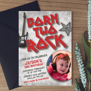 Born Two Rock with Picture Invitation