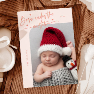 Born Under Mistletoe Peach Birth Announcement