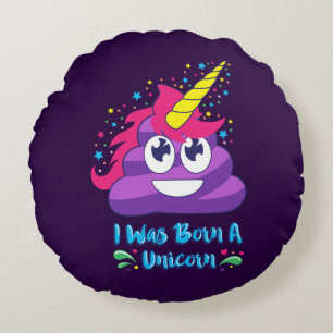 Born Unicorn Emoji Poop Round Cushion