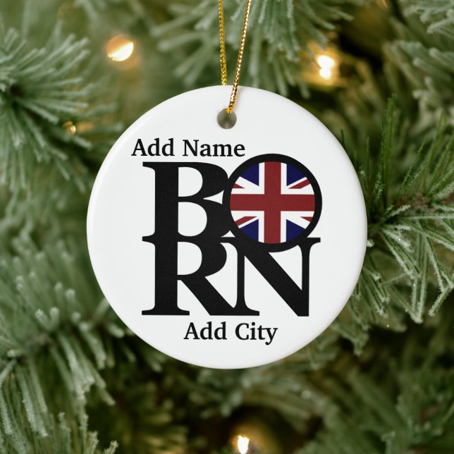 BORN United Kingdom Customisable Ceramic Ornament (Tree)