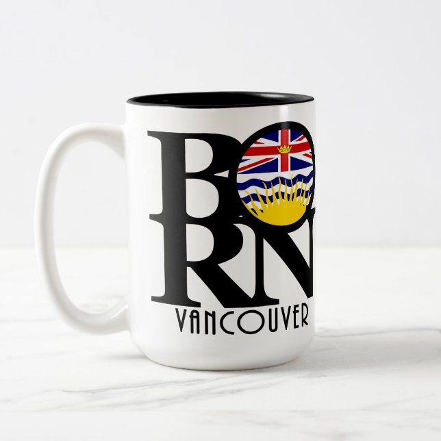 BORN Vancouver (BC Flag) 15oz Two-Tone Coffee Mug (Left)