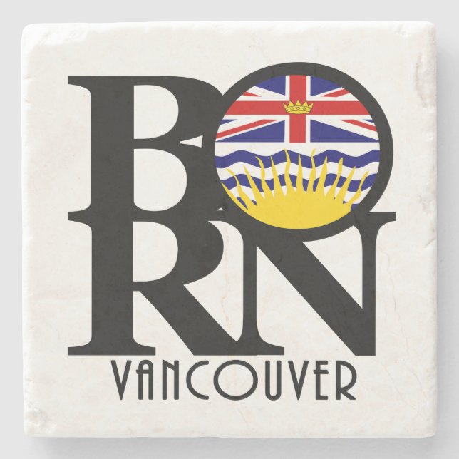 BORN Vancouver (BC Flag) Stone Coaster (Front)