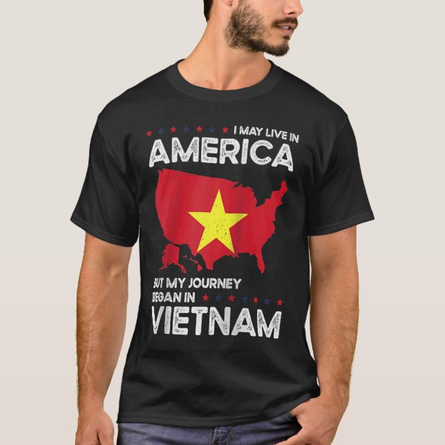 Born Vietnamese Vietnam American USA Citizenship R T-Shirt (Front)