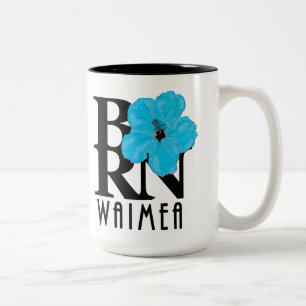 BORN Waimea Blue Hibiscus 15oz Two-Tone Coffee Mug
