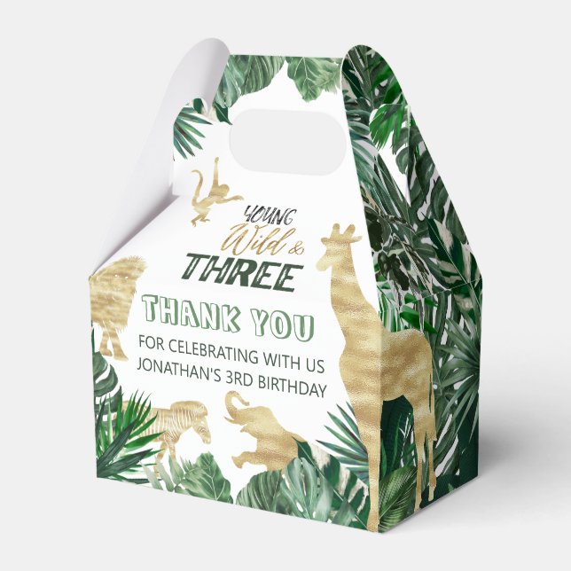 Born Wild Jungle Safari Themed 3rd Birthday Favour Box (Front Side)