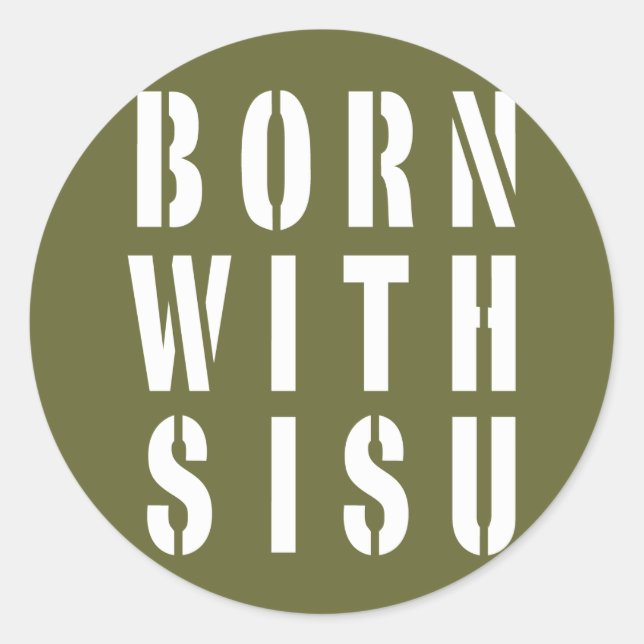 Born With Sisu Dark Classic Round Sticker (Front)