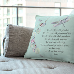 Born With Wings Rumi Quote Cushion