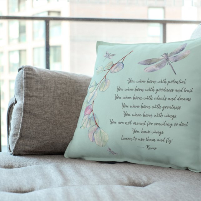 Born With Wings Rumi Quote  Cushion (Creator Uploaded)
