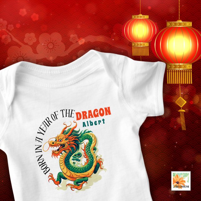 BORN Year Of The Dragon baby's name Baby Bodysuit (Creator Uploaded)