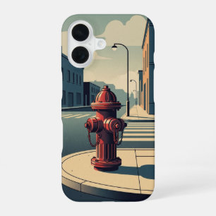 Borne d'Incendie sur une Rue Calme iPhone 16 Case