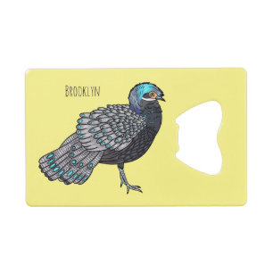 Bornean peacock-pheasant bird cartoon illustration